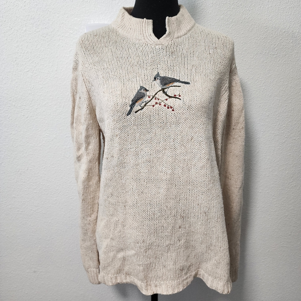Woolrich Blue Jay Festive Cream Wool Blend Sweater